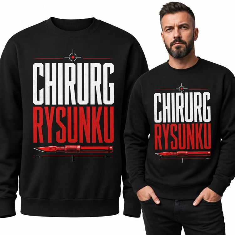 Bluza męska bez kaptura - „Chirurg rysunku” ze skalpelem dla rysownika