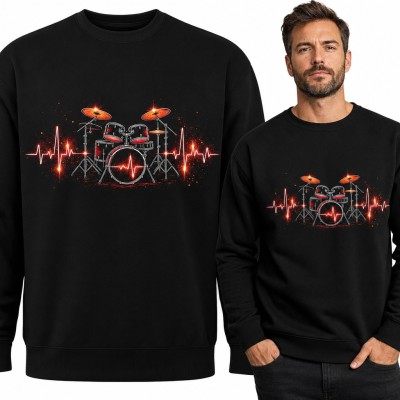 Bluza męska bez kaptura - perkusja z linią pulsu dla perkusisty