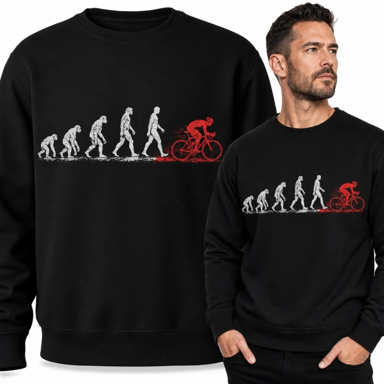 Bluza męska bez kaptura - ewolucja człowieka do kolarza szosowego dla rowerzysty