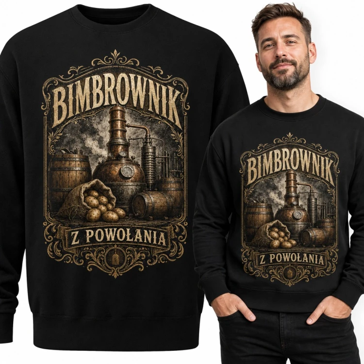 Bluza męska bez kaptura - „Bimbrownik z powołania” z miedzianym alembikiem