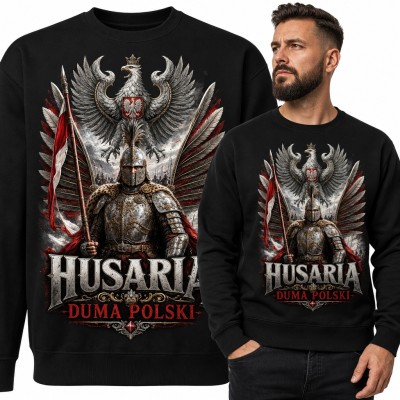 Bluza męska bez kaptura „Husaria duma Polski” - husarz z orłem w koronie