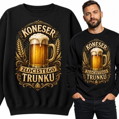 Bluza męska bez kaptura - „Koneser złocistego trunku” z kuflem piwa dla piwosza
