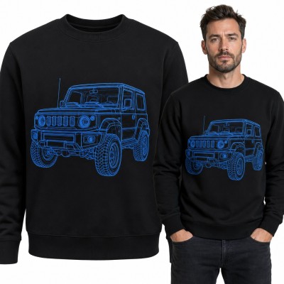 Bluza męska bez kaptura - terenówka 4x4 w stylu blueprint dla fana off-roadu