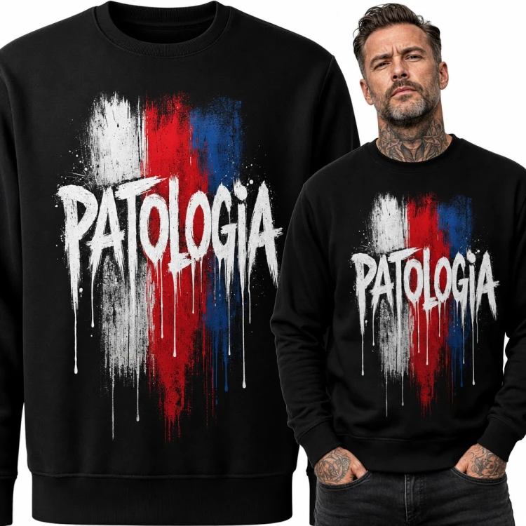Bluza męska bez kaptura - „Patologia” graffiti z zaciekami farby