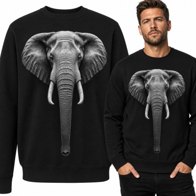 Bluza męska bez kaptura - realistyczna głowa słonia z kłami
