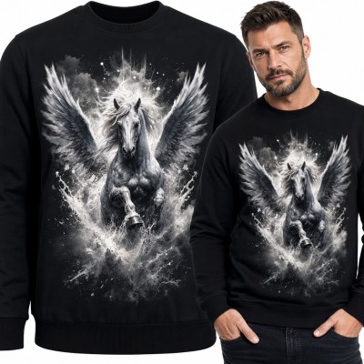 Bluza męska bez kaptura - pegaz w galopie z rozpostartymi skrzydłami