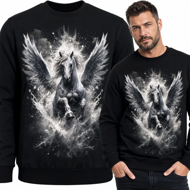 Bluza męska bez kaptura - pegaz w galopie z rozpostartymi skrzydłami