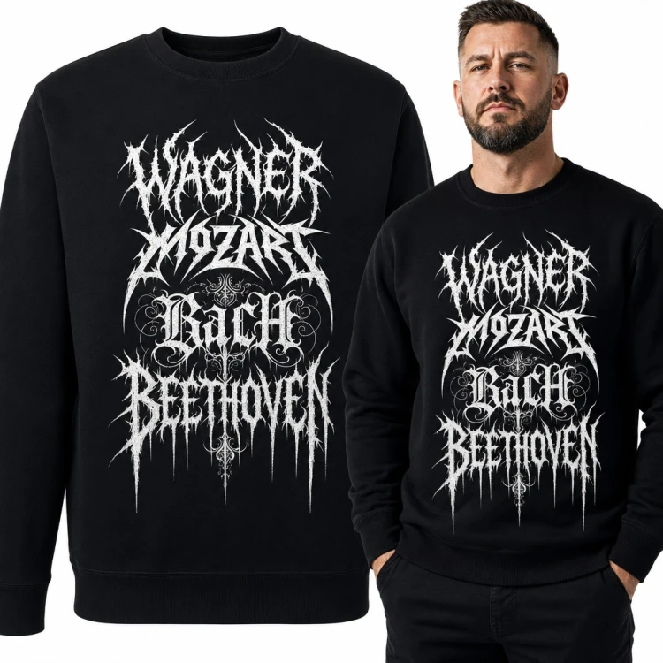Bluza męska bez kaptura „Wagner Mozart Bach Beethoven” - kompozytorzy w stylu black metal