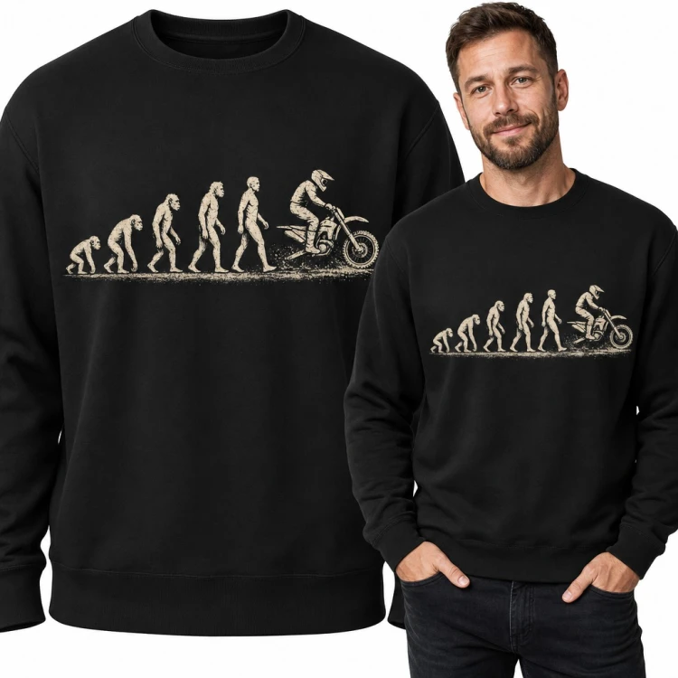 Bluza męska bez kaptura - ewolucja człowieka do motocrossu dla motocyklisty