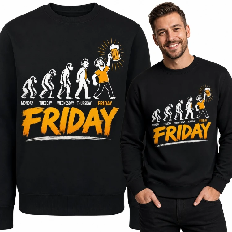 Bluza męska bez kaptura - ewolucja tygodnia z piwem „Friday”
