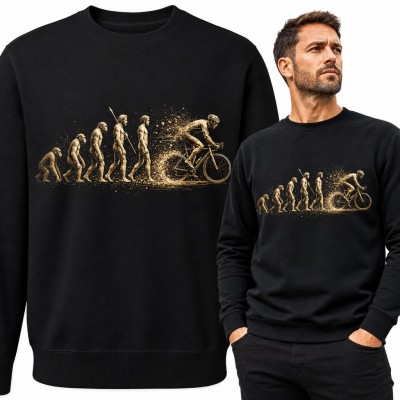 Bluza męska bez kaptura - ewolucja człowieka do kolarza na rowerze szosowym