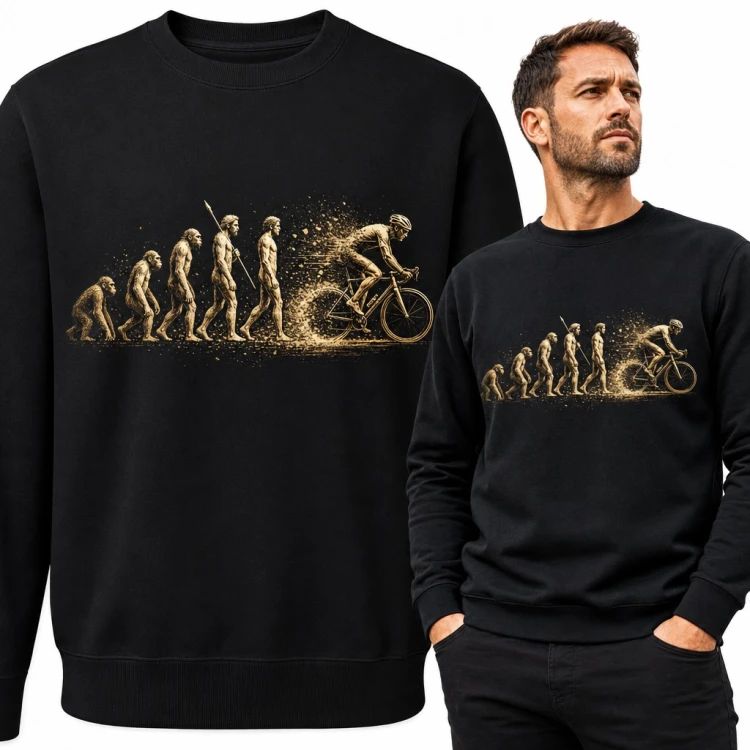 Bluza męska bez kaptura - ewolucja człowieka do kolarza na rowerze szosowym