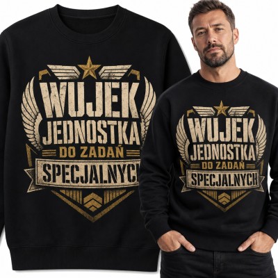 Bluza męska bez kaptura - „Wujek jednostka do zadań specjalnych” z wojskowym emblematem