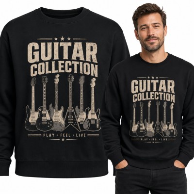 Bluza męska bez kaptura „Guitar Collection” - sześć gitar elektrycznych dla gitarzysty