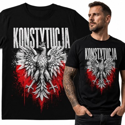 Koszulka męska z orłem i napisem „Konstytucja” - patriotyczny wzór