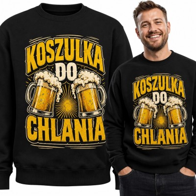 Bluza męska bez kaptura - „Koszulka do chlania” z kuflami piwa