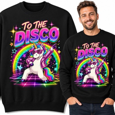 Bluza męska bez kaptura - tańczący jednorożec „To the disco”