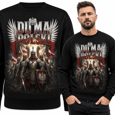 Bluza męska bez kaptura - „Duma Polski” husaria z orłem i skrzydłami