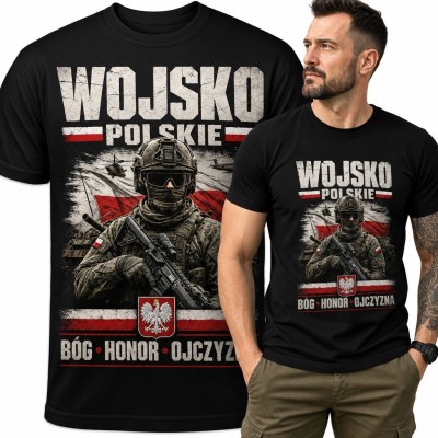 Koszulka męska „Wojsko Polskie” z żołnierzem - patriotyczna