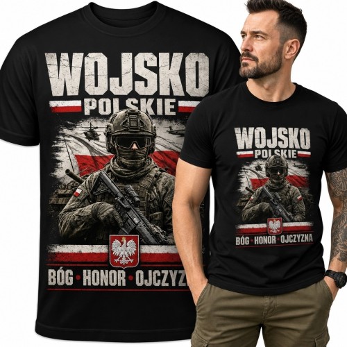 Koszulka męska „Wojsko Polskie” z żołnierzem - patriotyczna