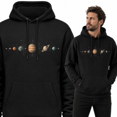 Bluza męska z kapturem - parada planet Układu Słonecznego dla miłośnika astronomii