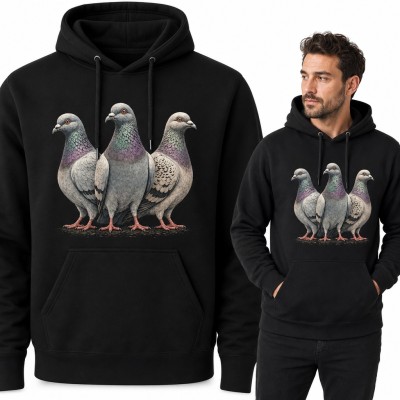Bluza męska z kapturem - trzy gołębie dla hodowcy gołębi