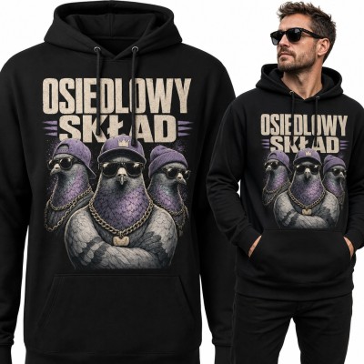 Bluza męska z kapturem „Osiedlowy skład” - gołębie w stylu hip-hop