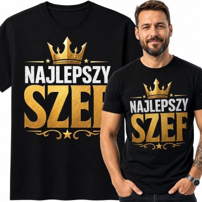 Koszulka męska „Najlepszy szef” ze złotą koroną