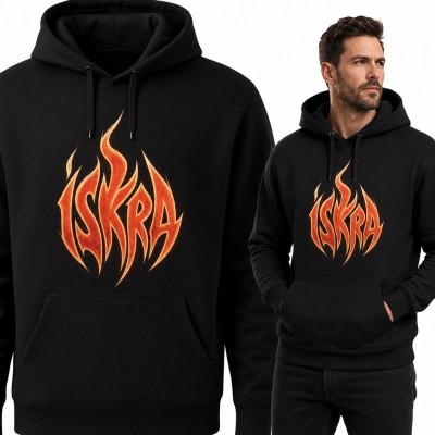 Bluza męska z kapturem - „Iskra” z ognistych płomieni
