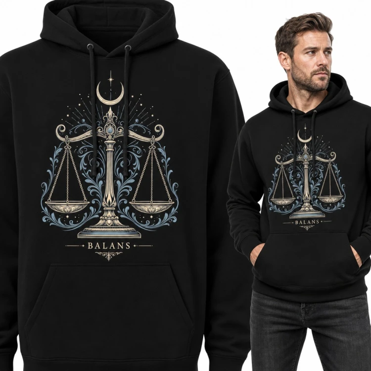 Bluza męska z kapturem - znak zodiaku Waga z półksiężycem „Balans”