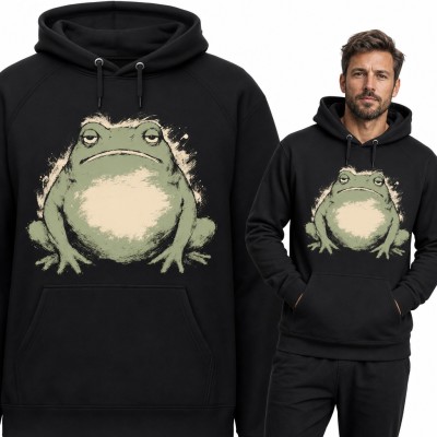Bluza męska z kapturem - gruba ropucha ze znudzoną miną