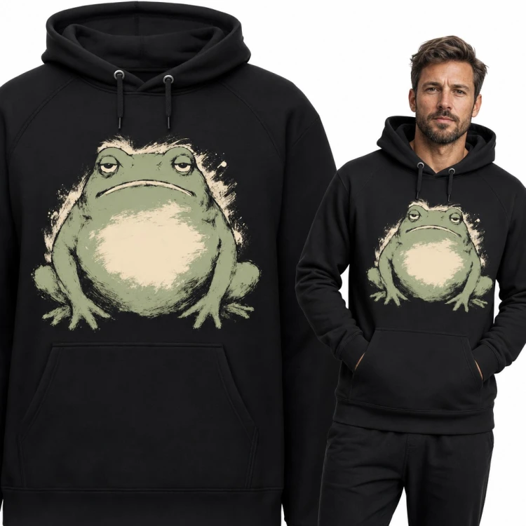 Bluza męska z kapturem - gruba ropucha ze znudzoną miną