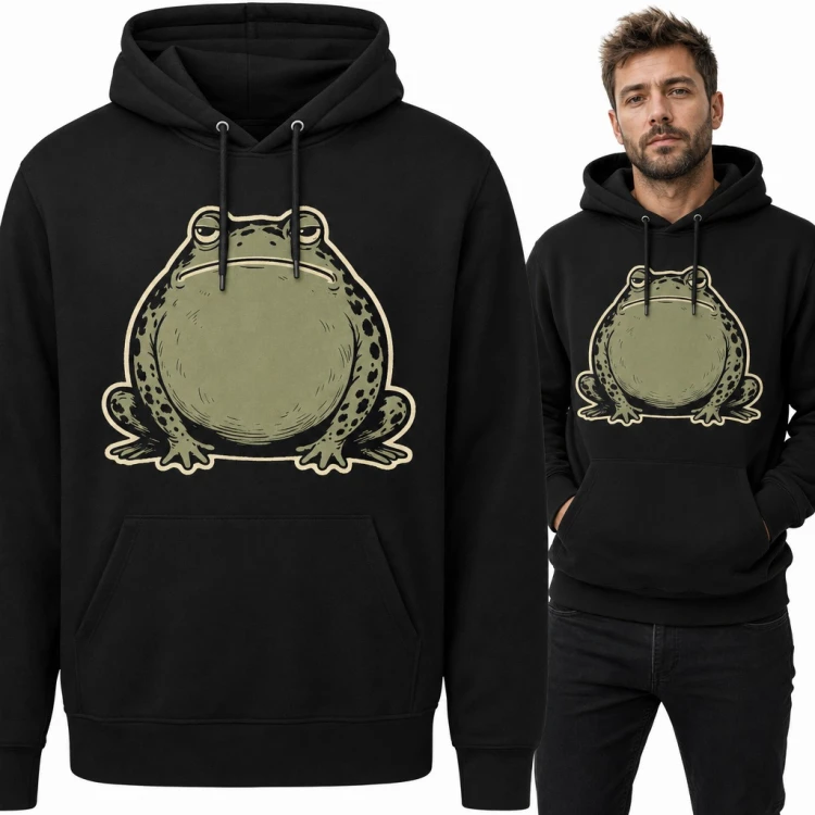 Bluza męska z kapturem - obrażona gruba ropucha w stylu vintage