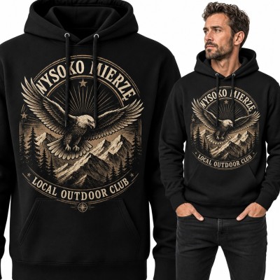 Bluza męska z kapturem - orzeł nad górami „Wysoko mierzę” dla turysty