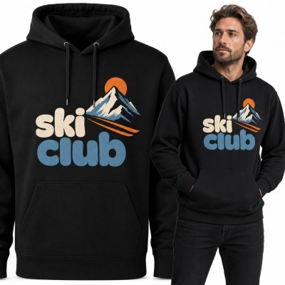 Bluza męska z kapturem „Ski club” - retro góry i narty dla narciarza