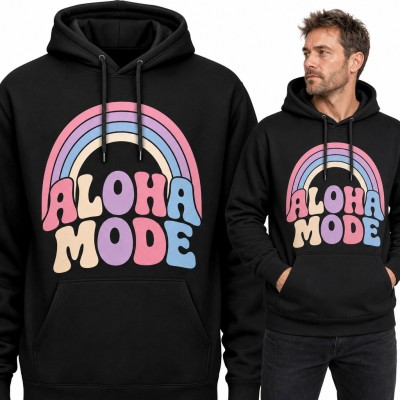 Bluza męska z kapturem - pastelowa tęcza retro „Aloha Mode”