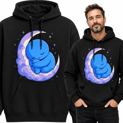 Bluza męska z kapturem - śpiący ludzik na półksiężycu wśród gwiazd