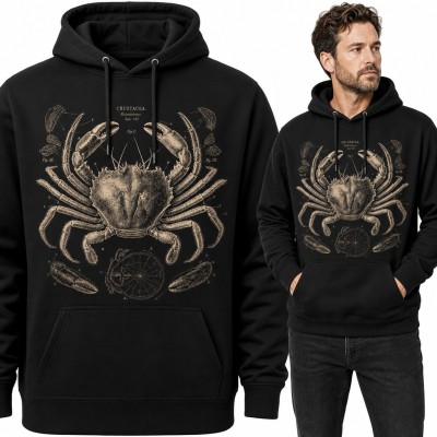 Bluza męska z kapturem - krab „Crustacea” jak rycina z dawnego atlasu