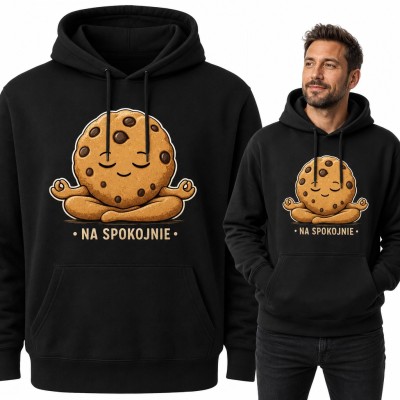 Bluza męska z kapturem - medytujące ciastko „Na spokojnie”