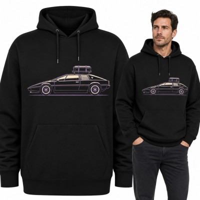 Bluza męska z kapturem - retro auto sportowe z bagażnikiem dachowym