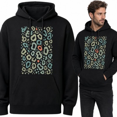 Bluza męska z kapturem - abstrakcyjne cętki w pastelowej panterce
