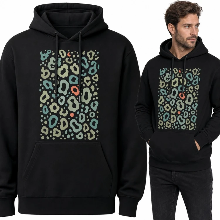 Bluza męska z kapturem - abstrakcyjne cętki w pastelowej panterce