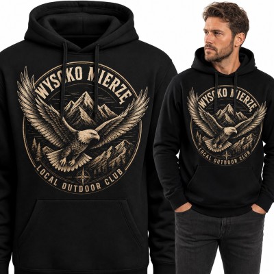 Bluza męska z kapturem - orzeł nad górami „Wysoko mierzę”