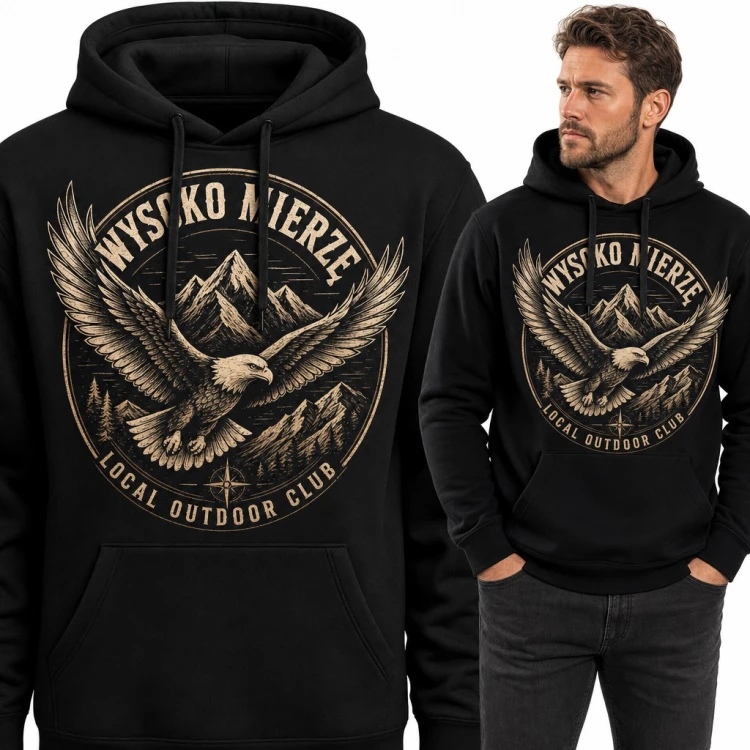 Bluza męska z kapturem - orzeł nad górami „Wysoko mierzę”