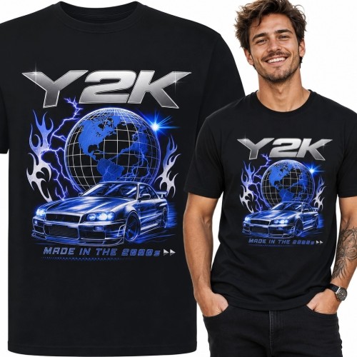 Koszulka męska z autem „Y2K” - „Made in the 2000s”
