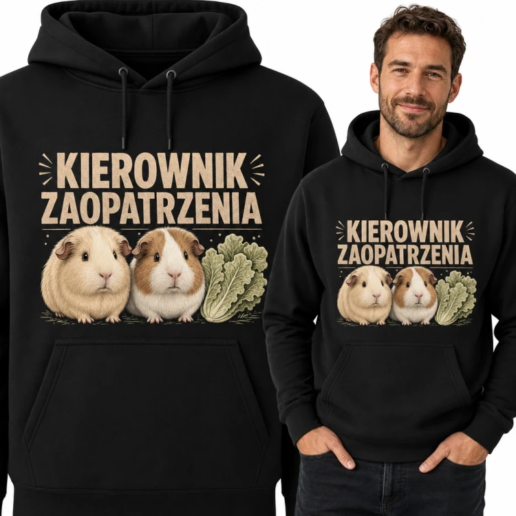 Bluza męska z kapturem „Kierownik zaopatrzenia” - świnki morskie i sałata