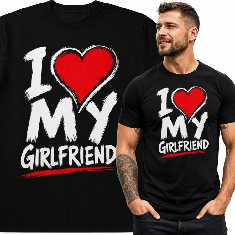 Koszulka męska z sercem „I ♥ My Girlfriend” - romantyczna deklaracja