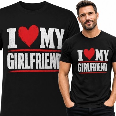 Koszulka męska z sercem i napisem „I ♥ my girlfriend” - romantyczna deklaracja