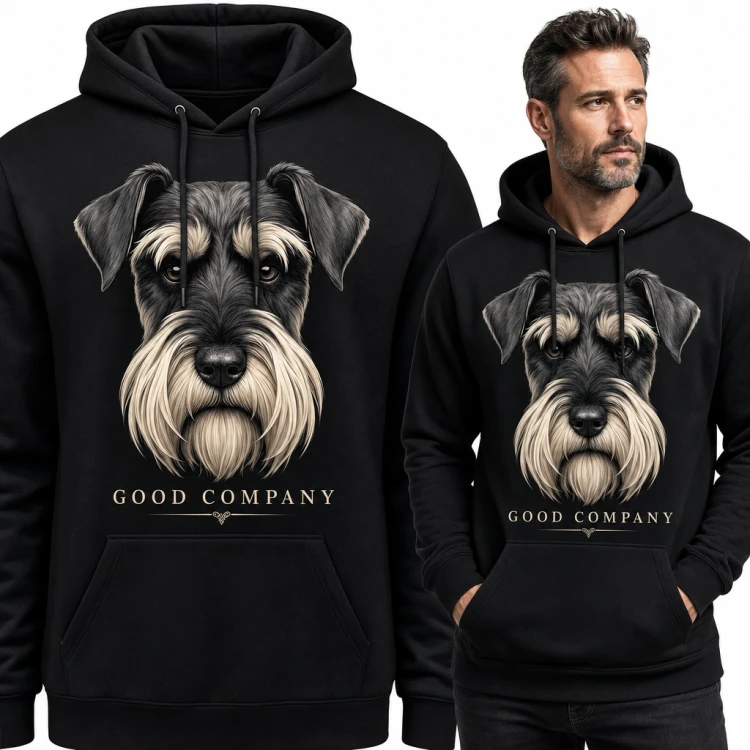 Bluza męska z kapturem - sznaucer „Good Company” portret psa