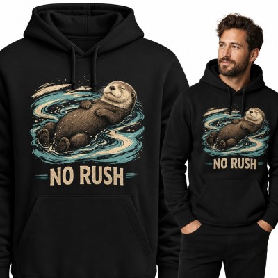 Bluza męska z kapturem - wydra na wodzie „No rush”